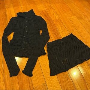 With Jean Knit Top and Skirt Set